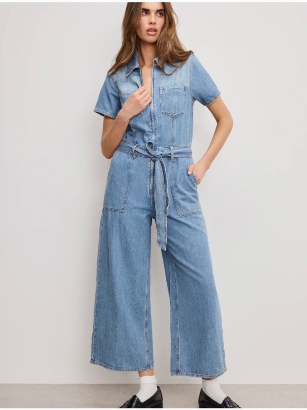 Good American Fit for Success Lite Denim Jumpsuit size S New